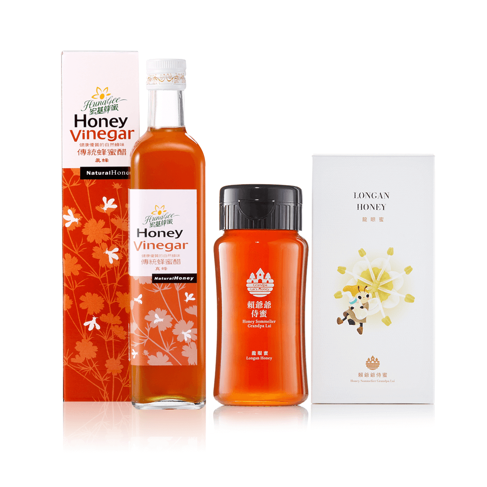 蜂蜜醋飲 | 日常消暑組 | 傳統蜂蜜醋 500ml+賴爺爺侍蜜 龍眼蜜380g 
