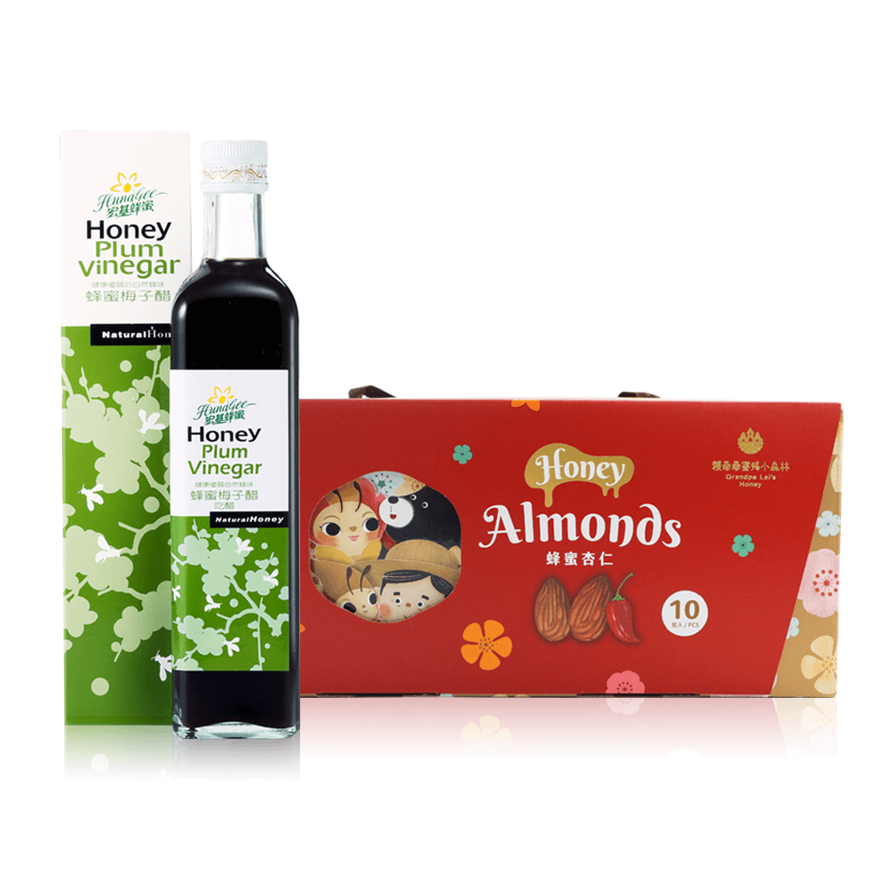 野餐提籃組 | 醋飲堅果 | 蜂蜜梅子醋 500ml+蜂蜜堅果禮盒 (10入)